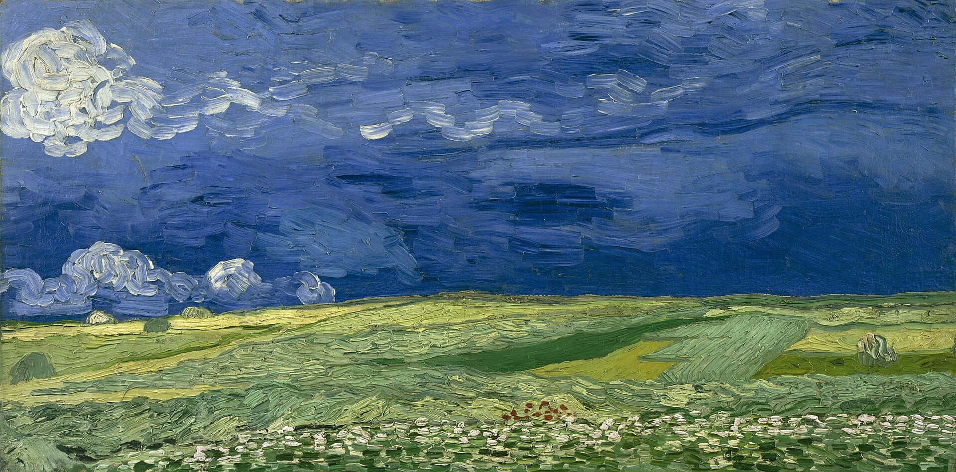 Vincent van Gogh: Obilné pole pod bouřkovými mraky, olejomalba z roku 1890.